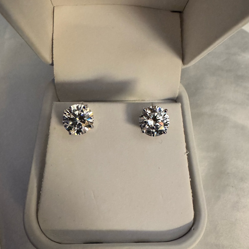 Ziamond CZ 4 carat 14k white gold studs